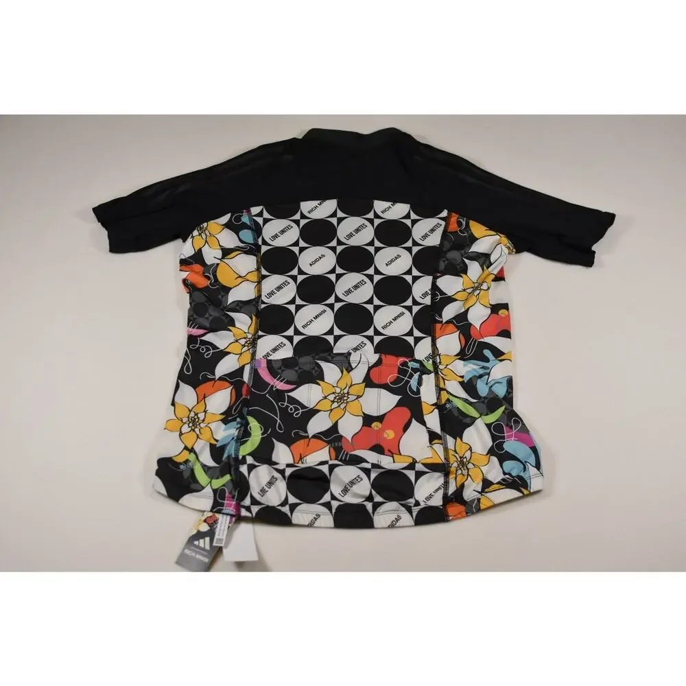 adidas Rich Mnisi Pride Cycling Jersey Womens 1X Black Floral Aeroready
